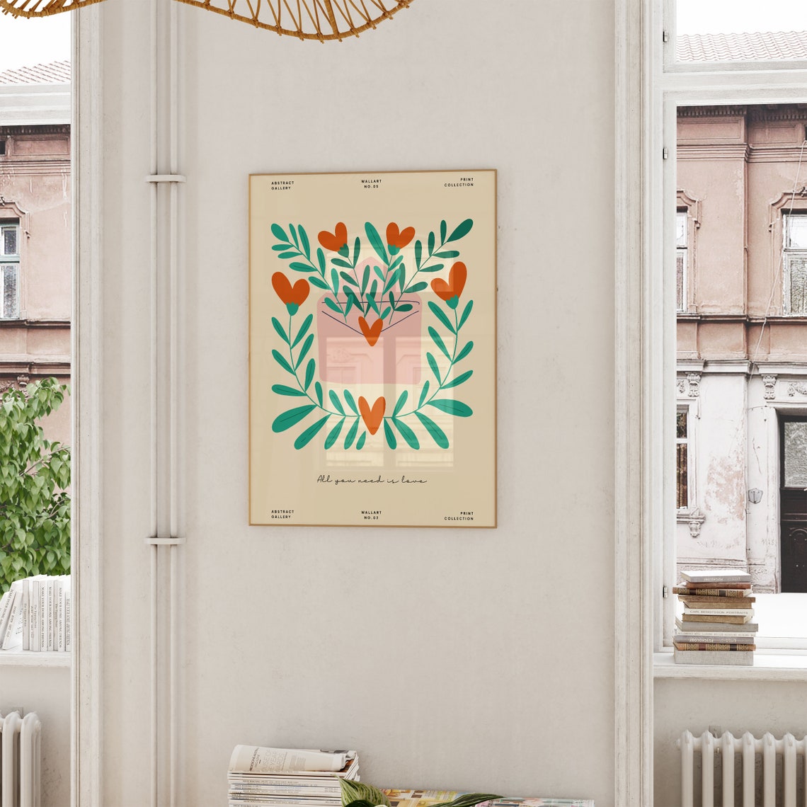 All You Need Is Love Pink Envelope Hearts Romantic Botanical Poster - Image 6