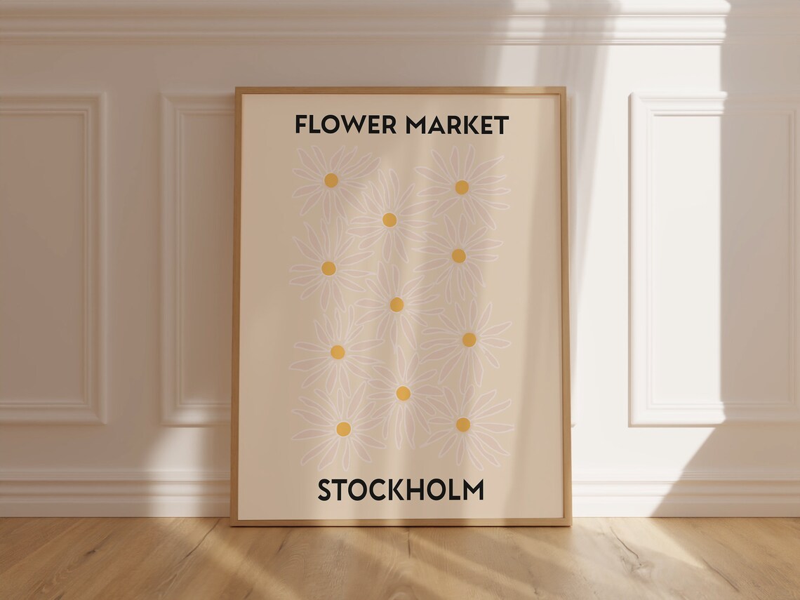 Flower Market Stockholm Beige Daisy Floral Minimalist Poster - Image 6