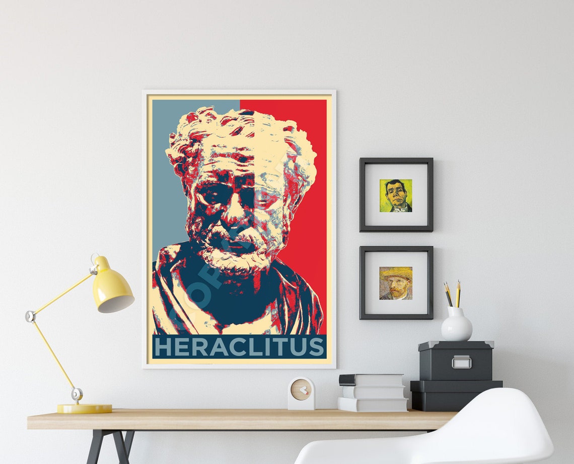 Heraclitus Philosopher Pop Art Red Blue Bust Portrait Poster - Image 4