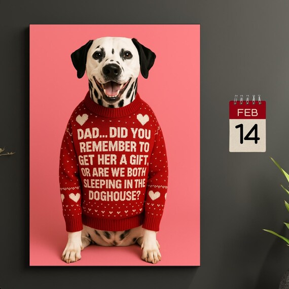 Funny Valentines Day Dog Wall Art Dalmatian For Dads Chocolate Lovers Romantic Print Pet Lover Gift