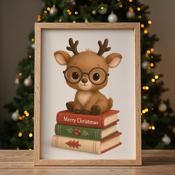 Baby Reindeer Print Cute Christmas Nursery