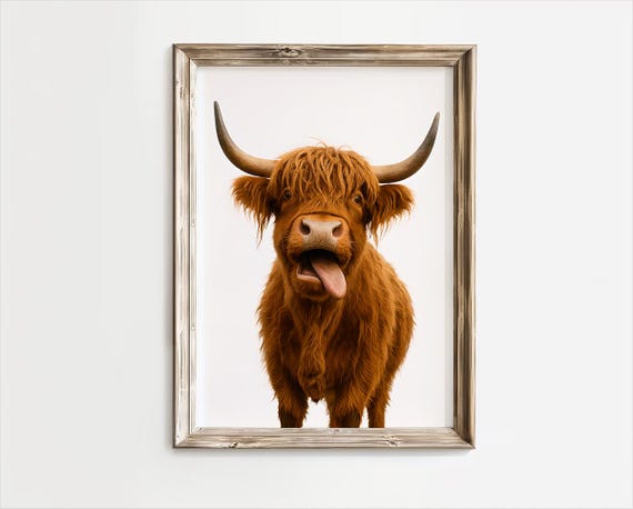 Highland Cow Bathroom Print Funny Poster