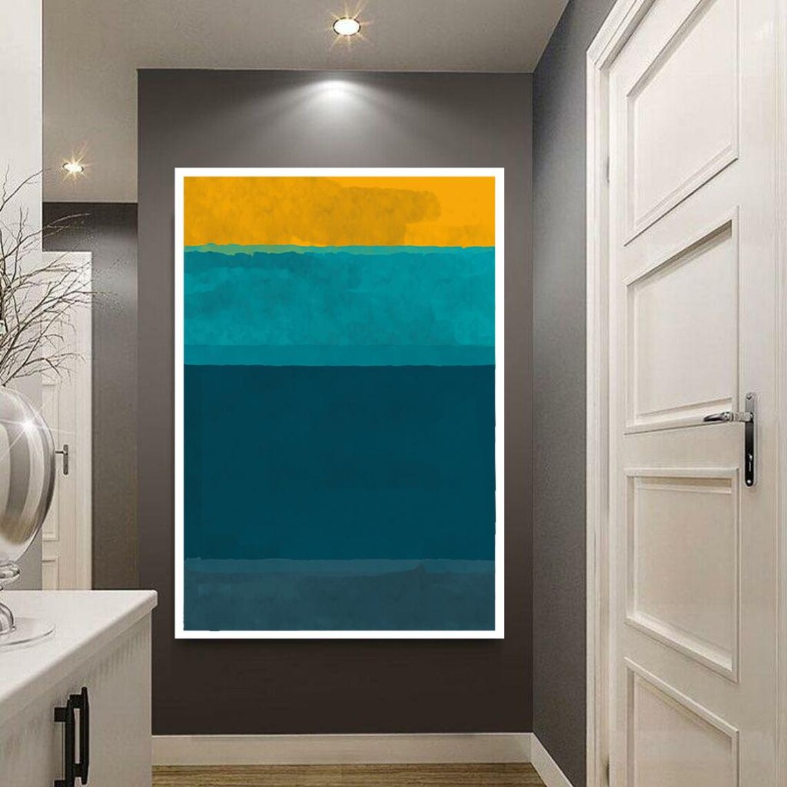 Rothko Style Mustard Yellow Teal Color Field Abstract Art Poster - Image 3