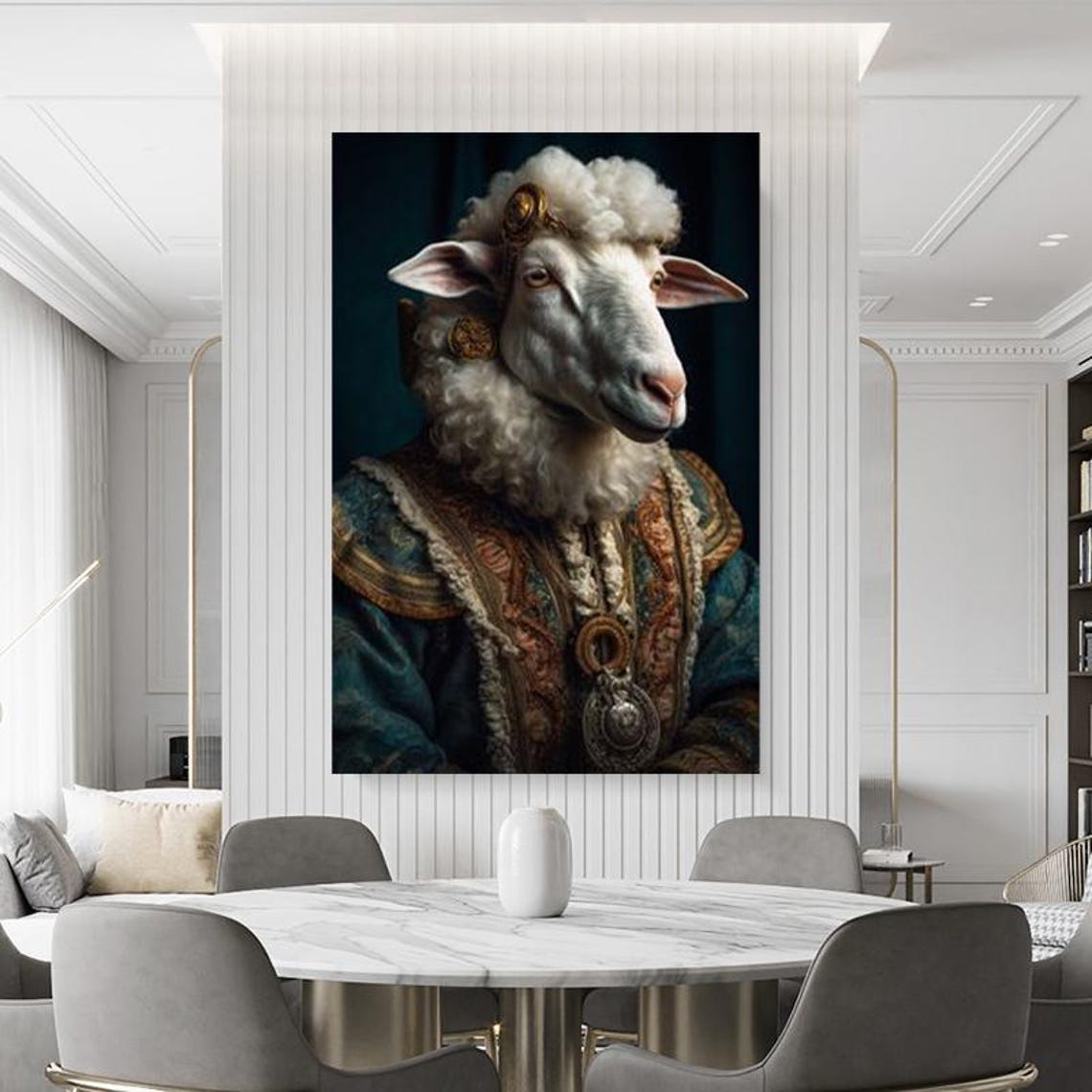 Sheep Dressed as a General in Ornate Uniform Portrait Poster - Image 4