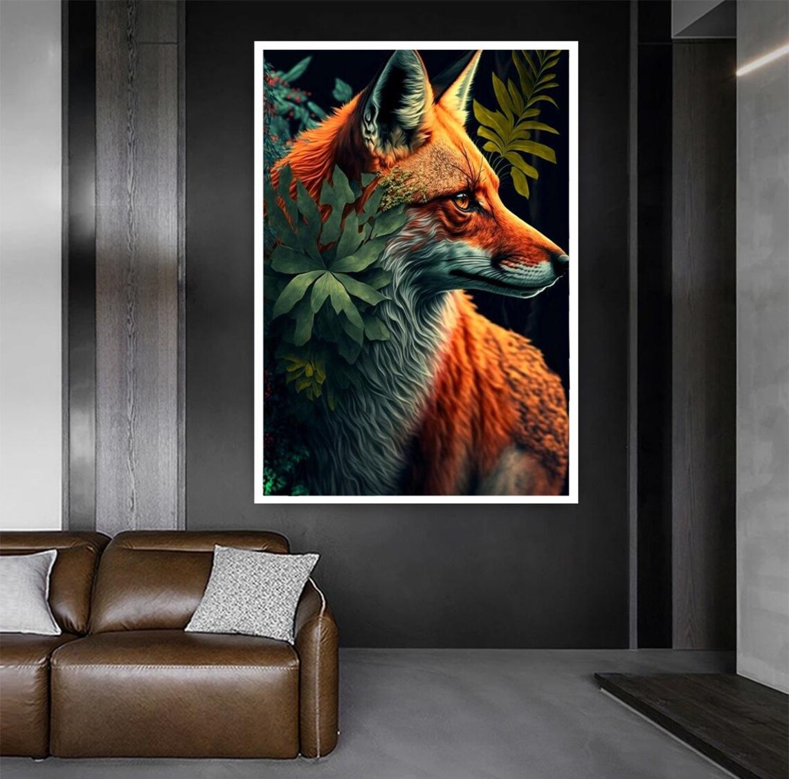 Red Fox Emerging From Dark Forest Vivid Wildlife Portrait Poster - Image 2