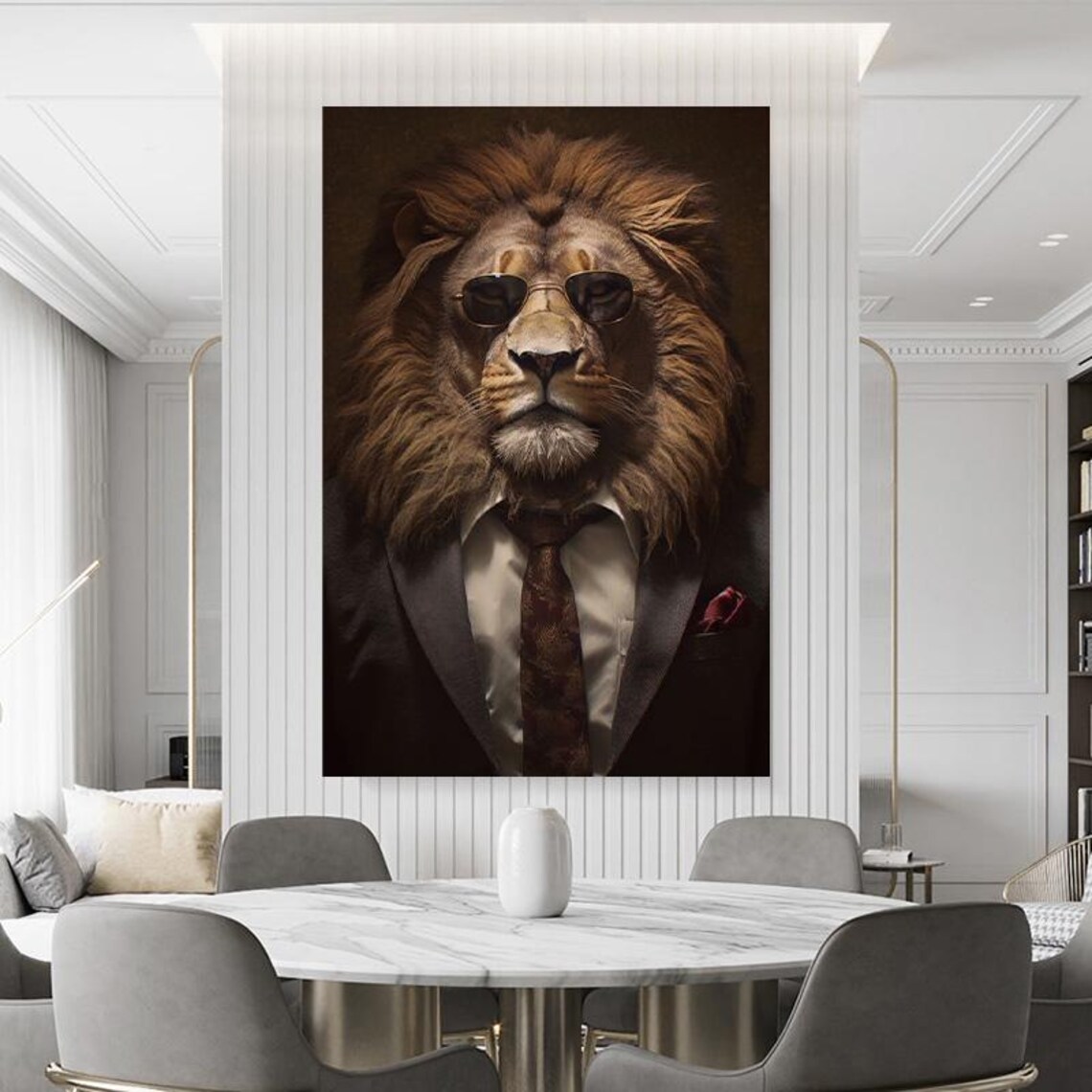 Funny Lion Boss In Suit And Sunglasses Humorous Animal Wall Poster - Image 2