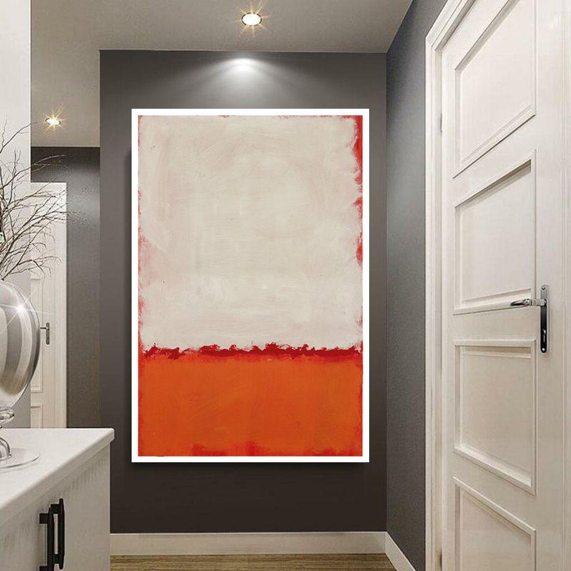 Red And White Color Field Abstract Painting Gallery Modern Poster - Image 2