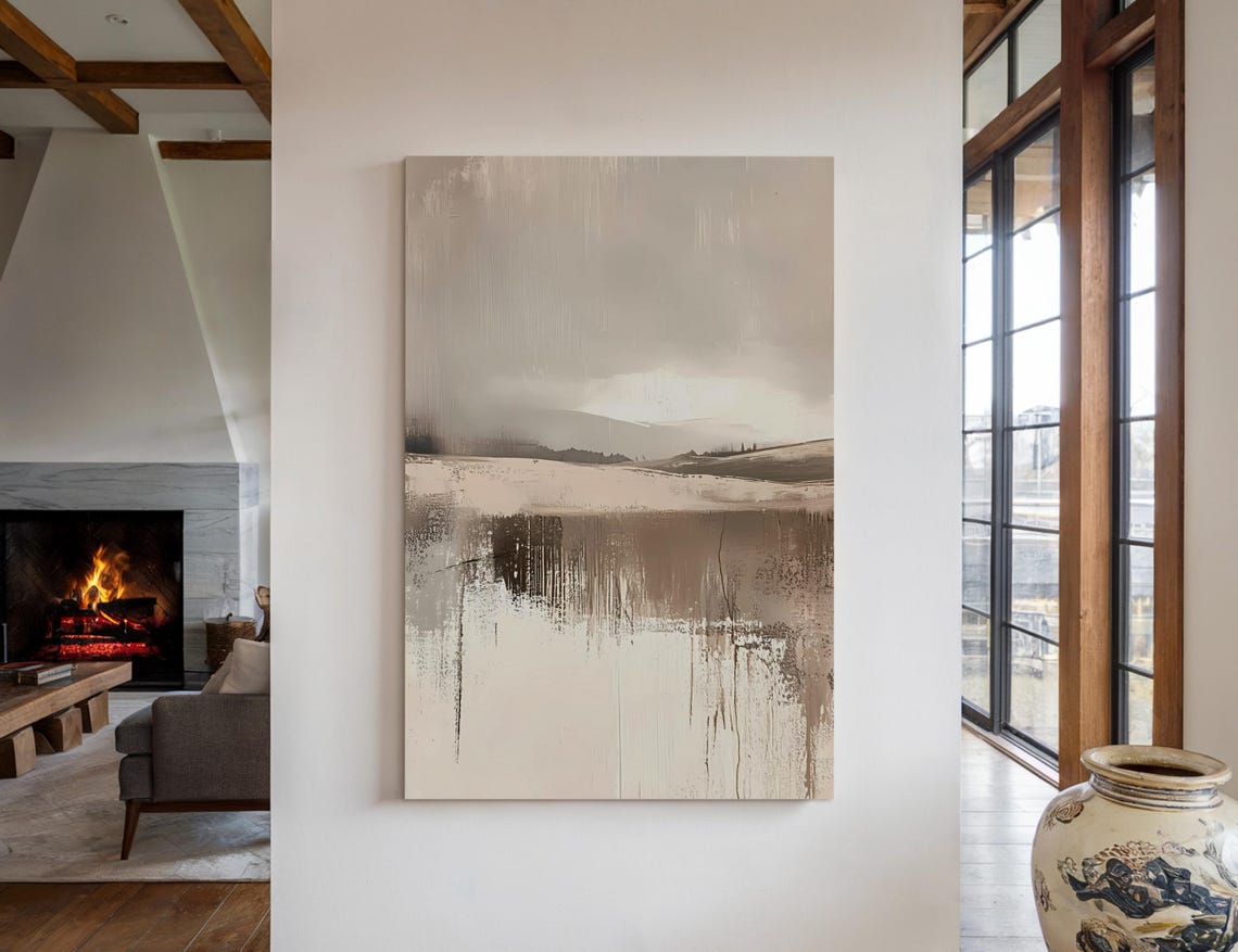 Neutral Abstract Landscape Poster Beige Minimalist Modern Wall Decor