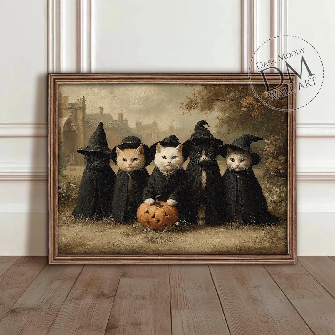 Witch Cats Gothic Halloween Animal Art Print