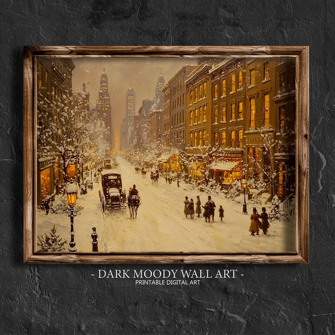 Victorian New York Snowy Avenue Horse Carriage Winter Poster - Image 4