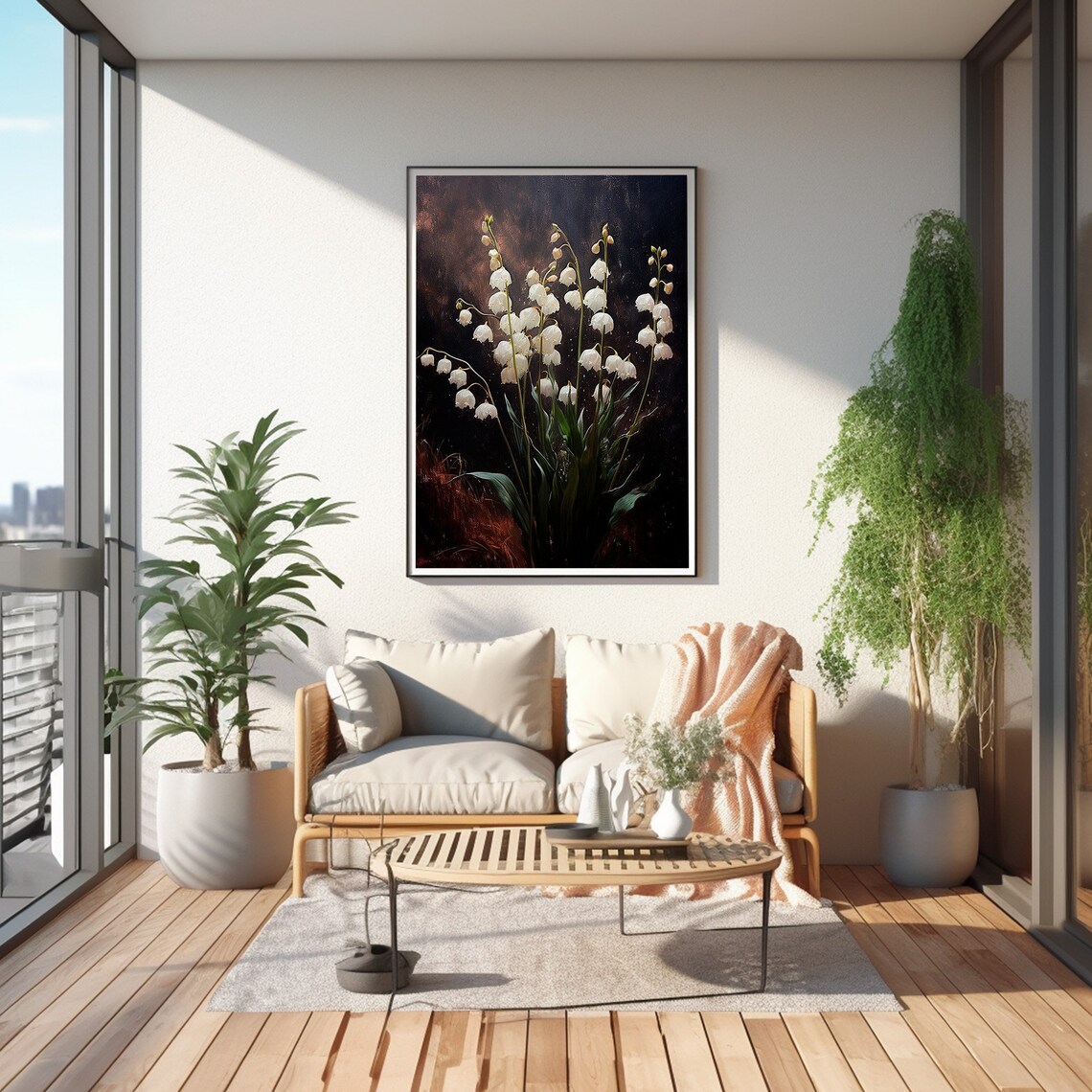 Lilies Of The Valley Dark Moody Floral Art Print - Image 3