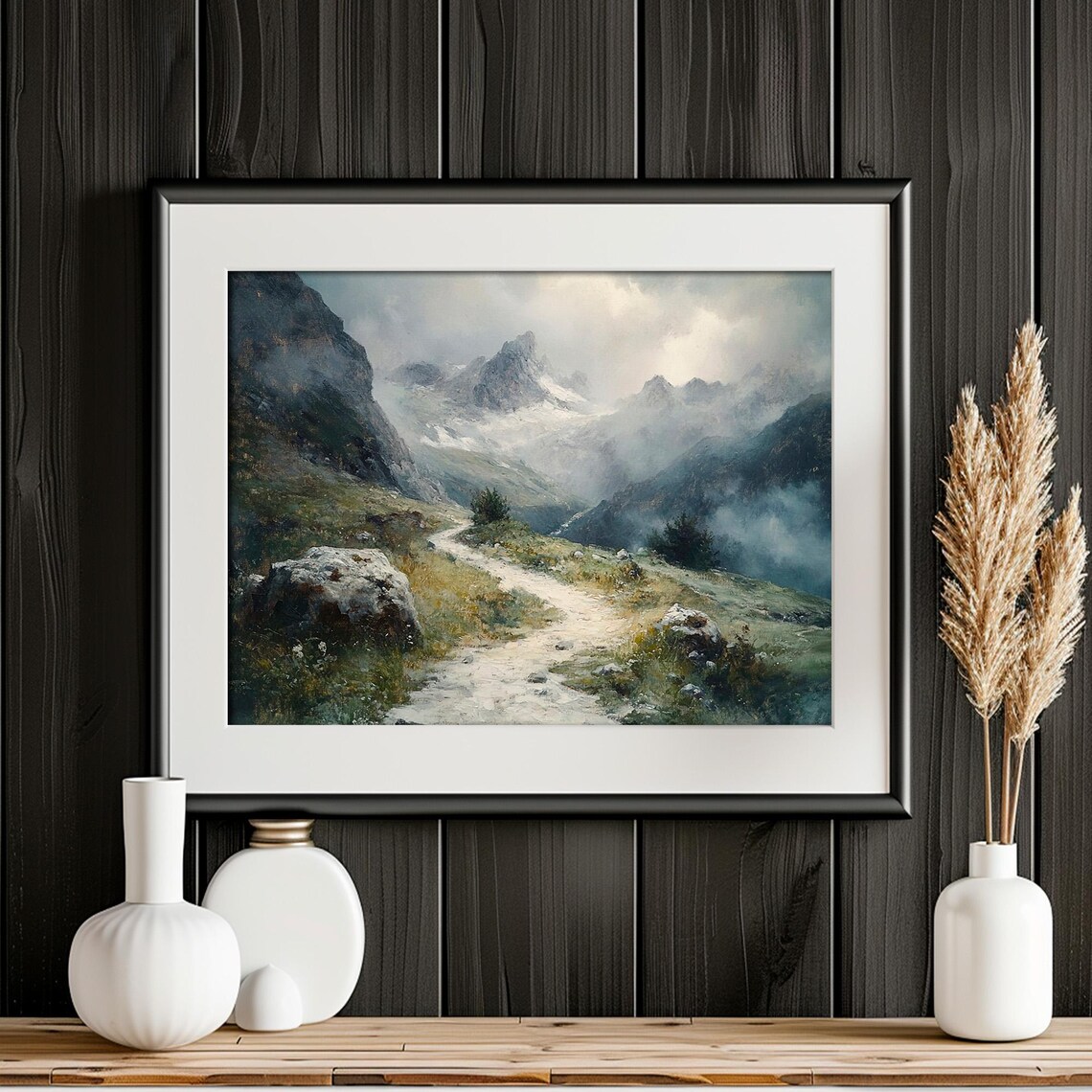 Irish Mountains Trail Landscape, Rustic Moody Art Print - Image 5