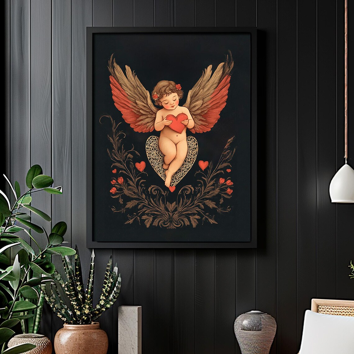 Cupid With Heart Romantic Wall Art Print - Image 2