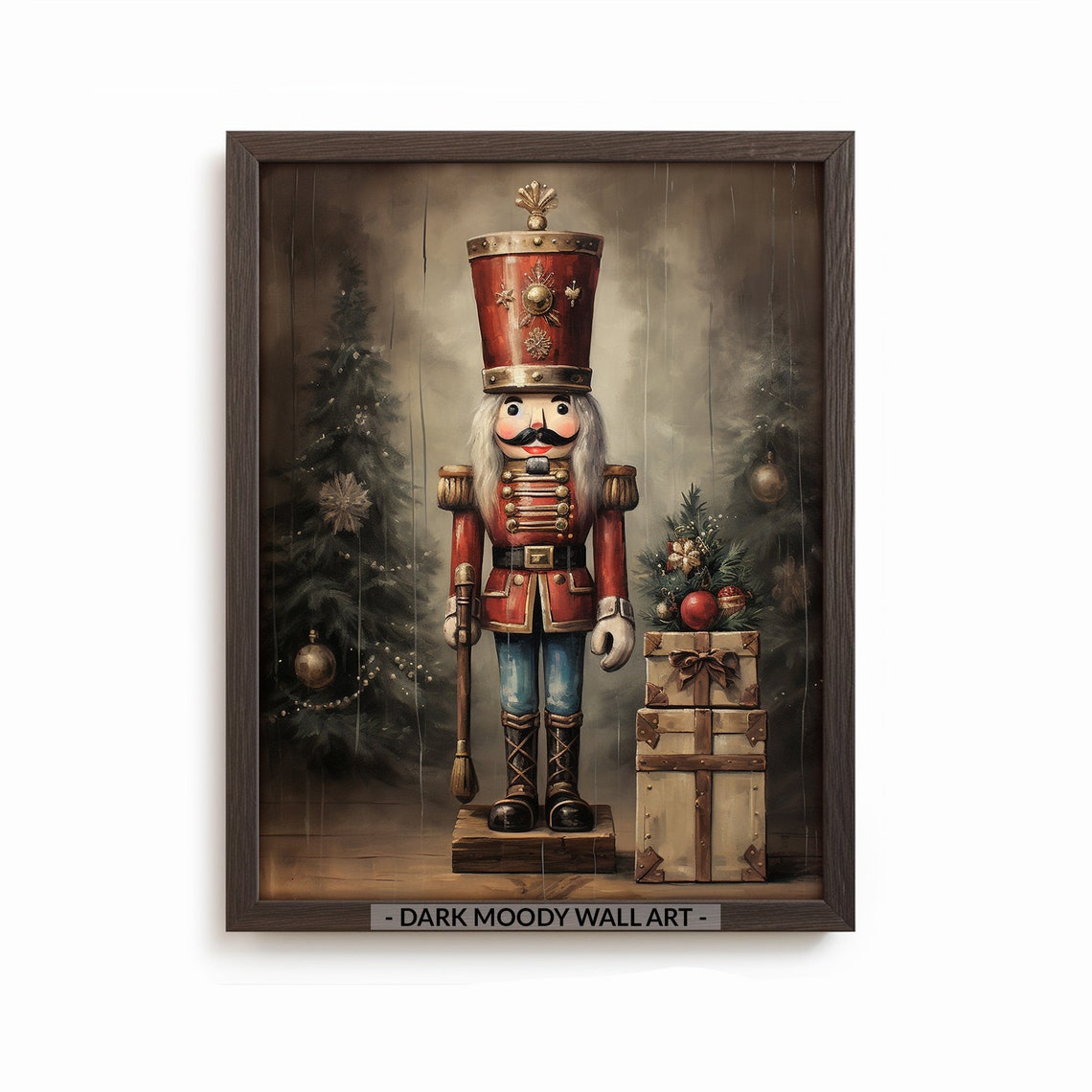 Vintage Nutcracker Tin Soldier Christmas Holiday Painting Poster