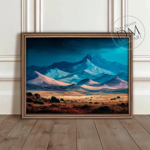Southwest Desert Mountain Landscape Wall Art Moody Western Scene