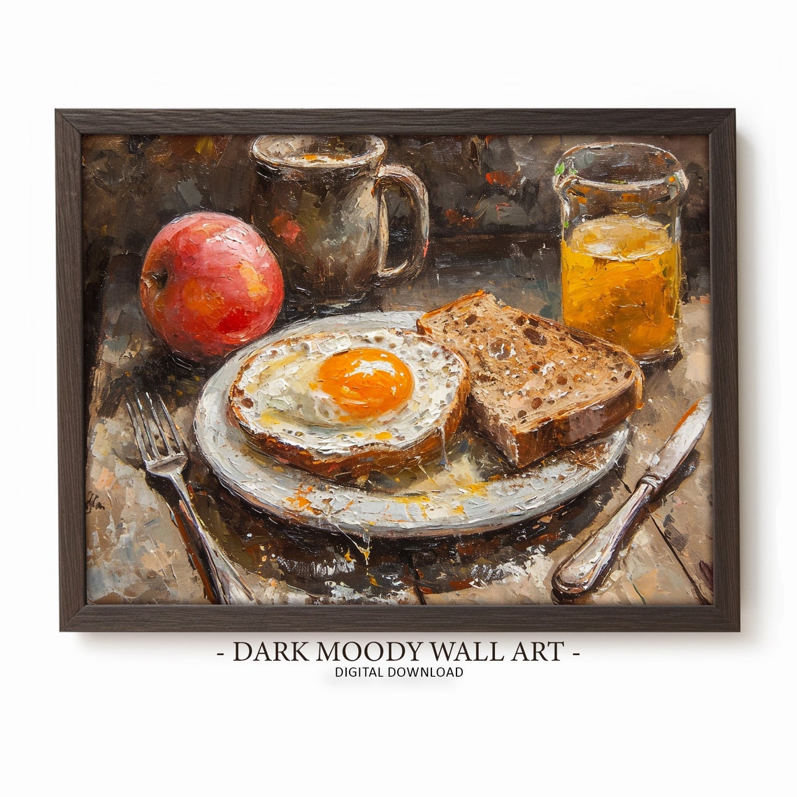 Breakfast And Brunch Art Prints Moody Still Life Kitchen Art Egg Painting Food Print