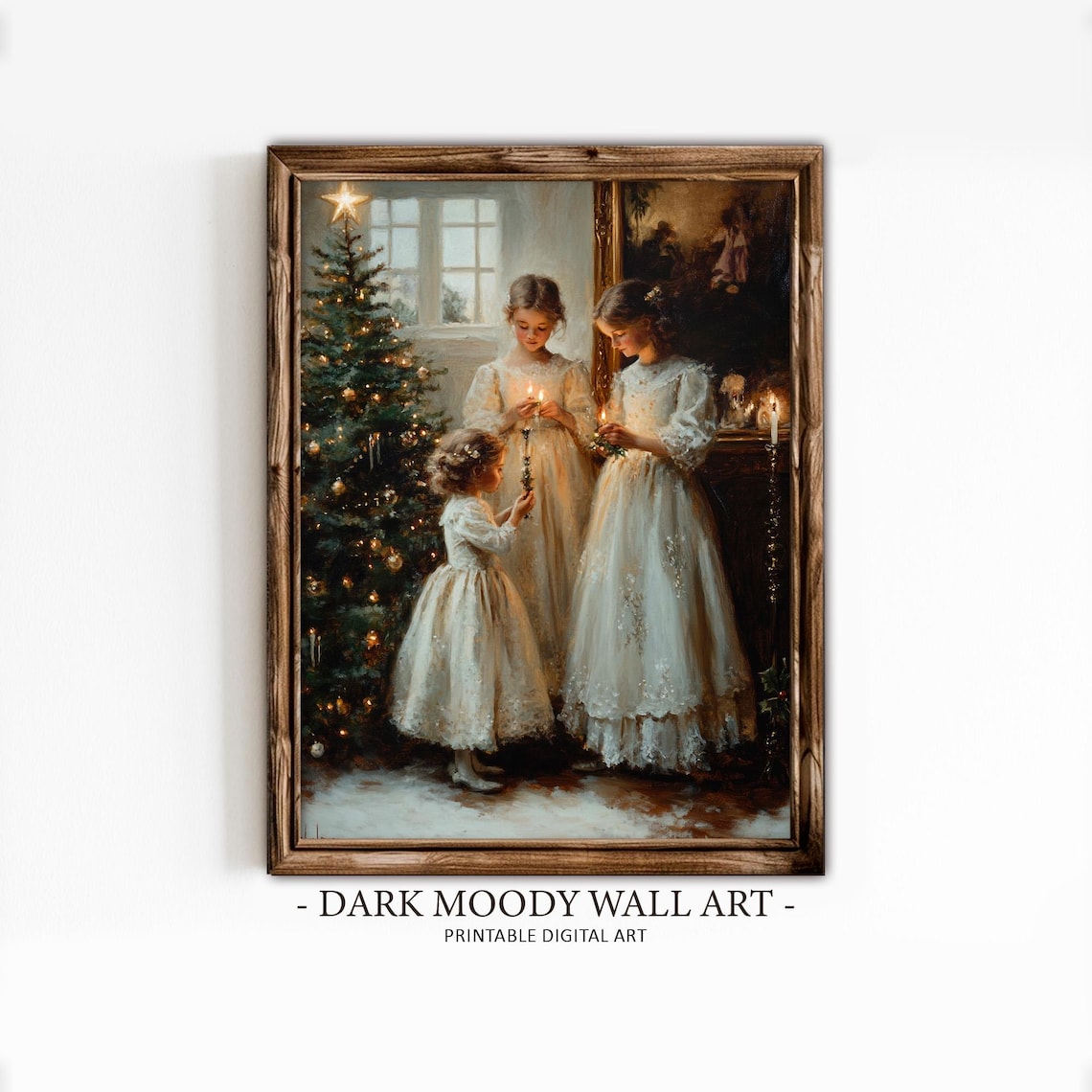 Vintage Christmas Tree Art Print, Victorian Farmhouse