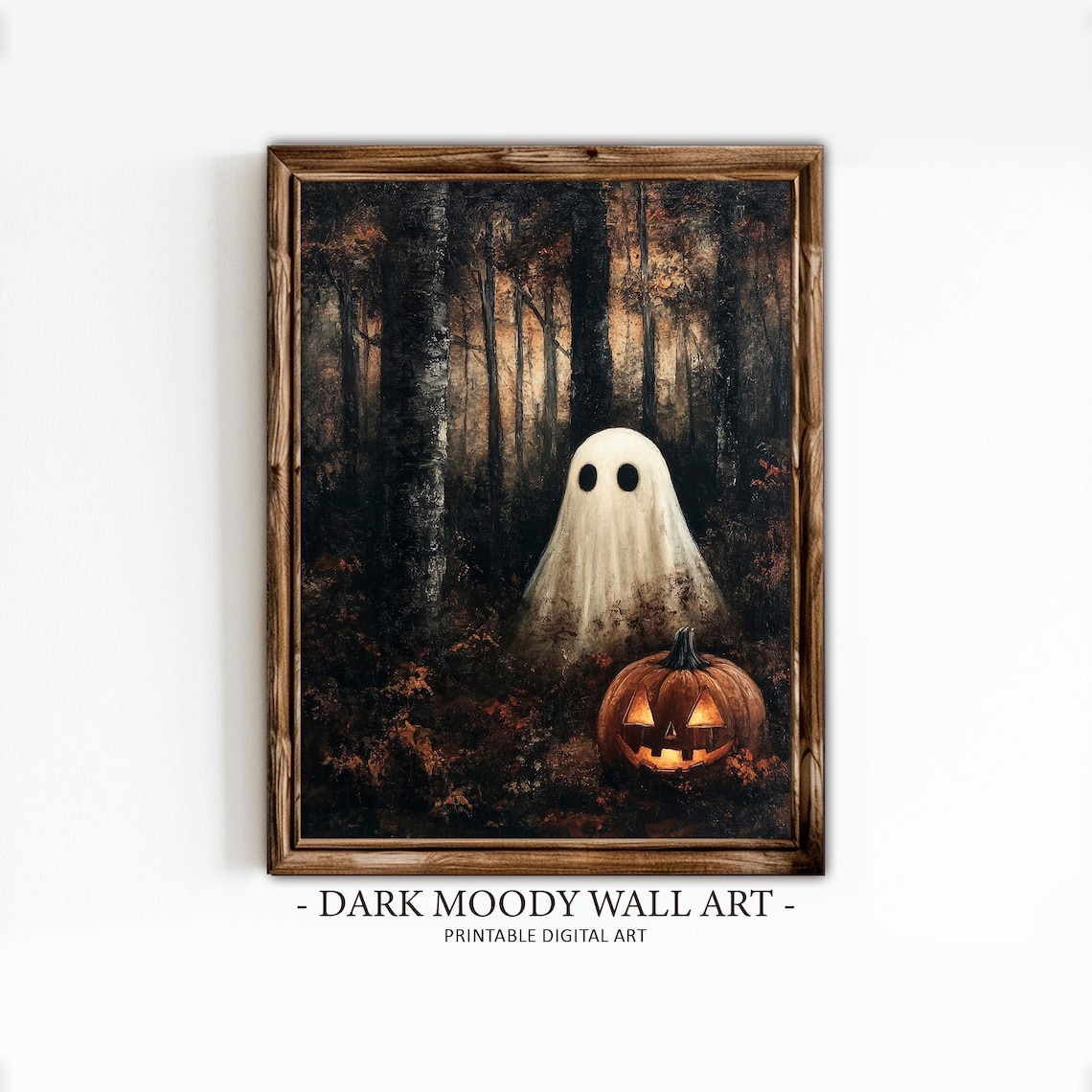 Ghost Print Halloween Art Print, Dark Cottagecore