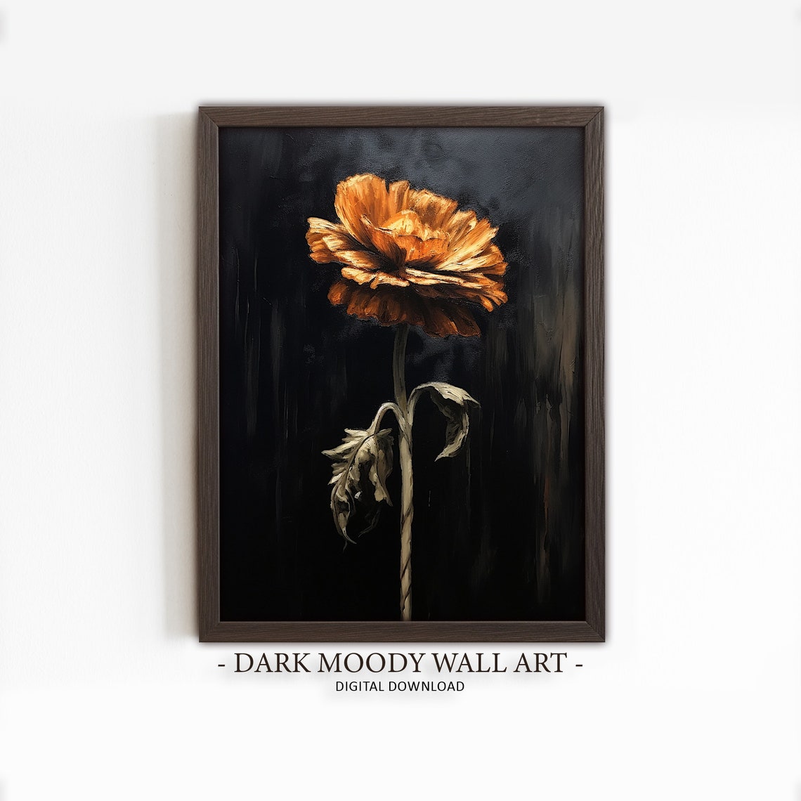 Lonely Orange Blossom Dark Moody Botanical Study Artwork Poster