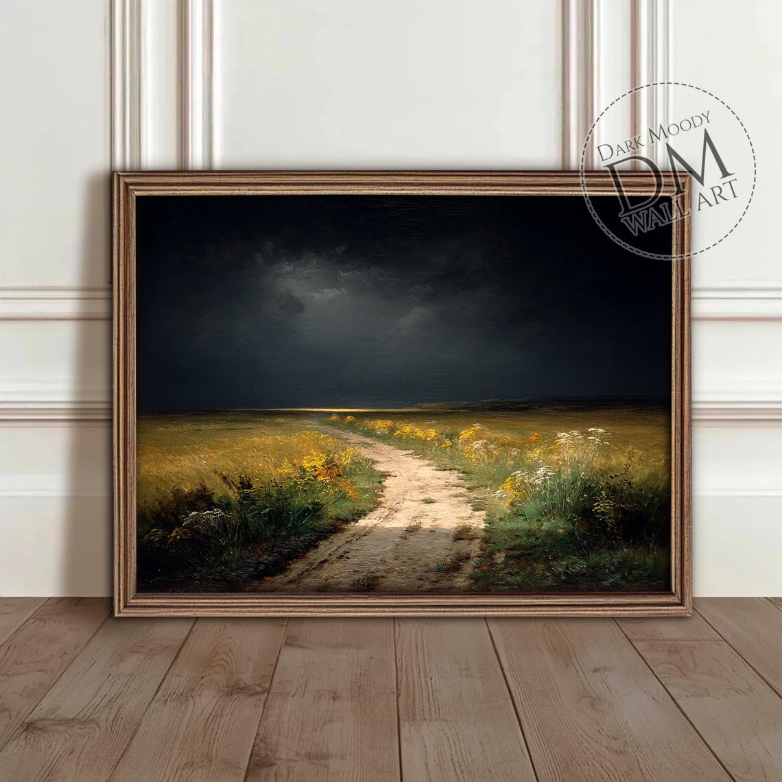 English Countryside Road, Moody Rustic Landscape Art Print