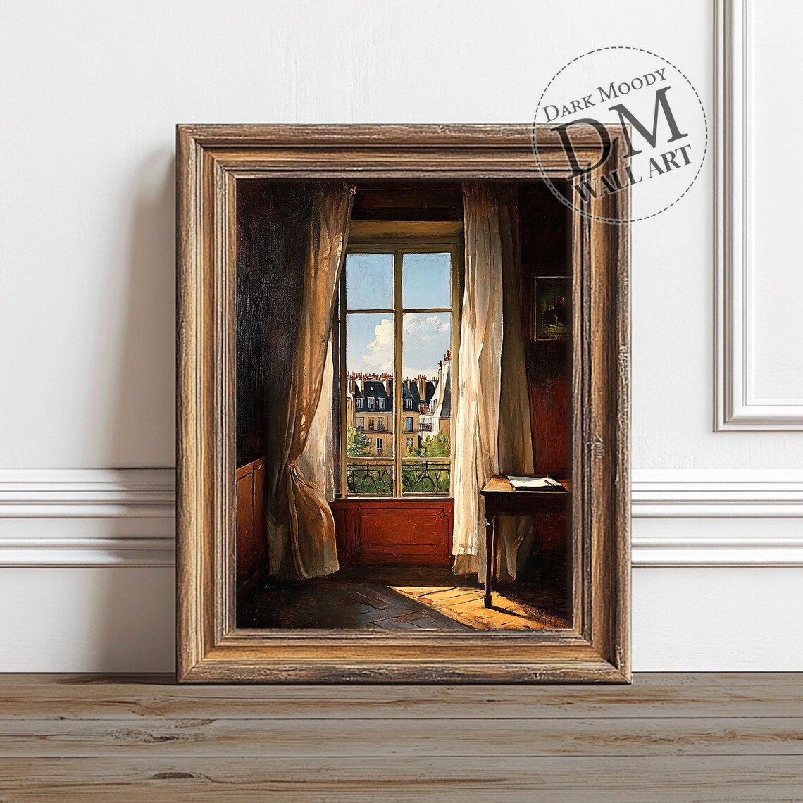 Paris Window View, French Apartment Interior Art Print