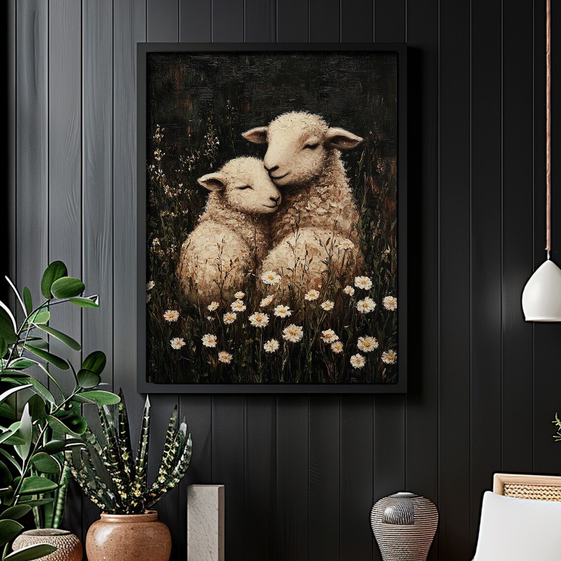 Sheep Painting Dark Moody Cottagecore Farmhouse Art Print - Image 6
