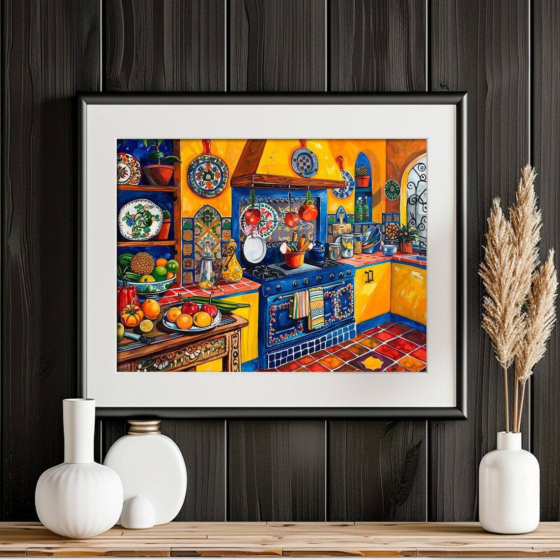 Mexican Talavera Kitchen Art Print, Folk Art - Image 2
