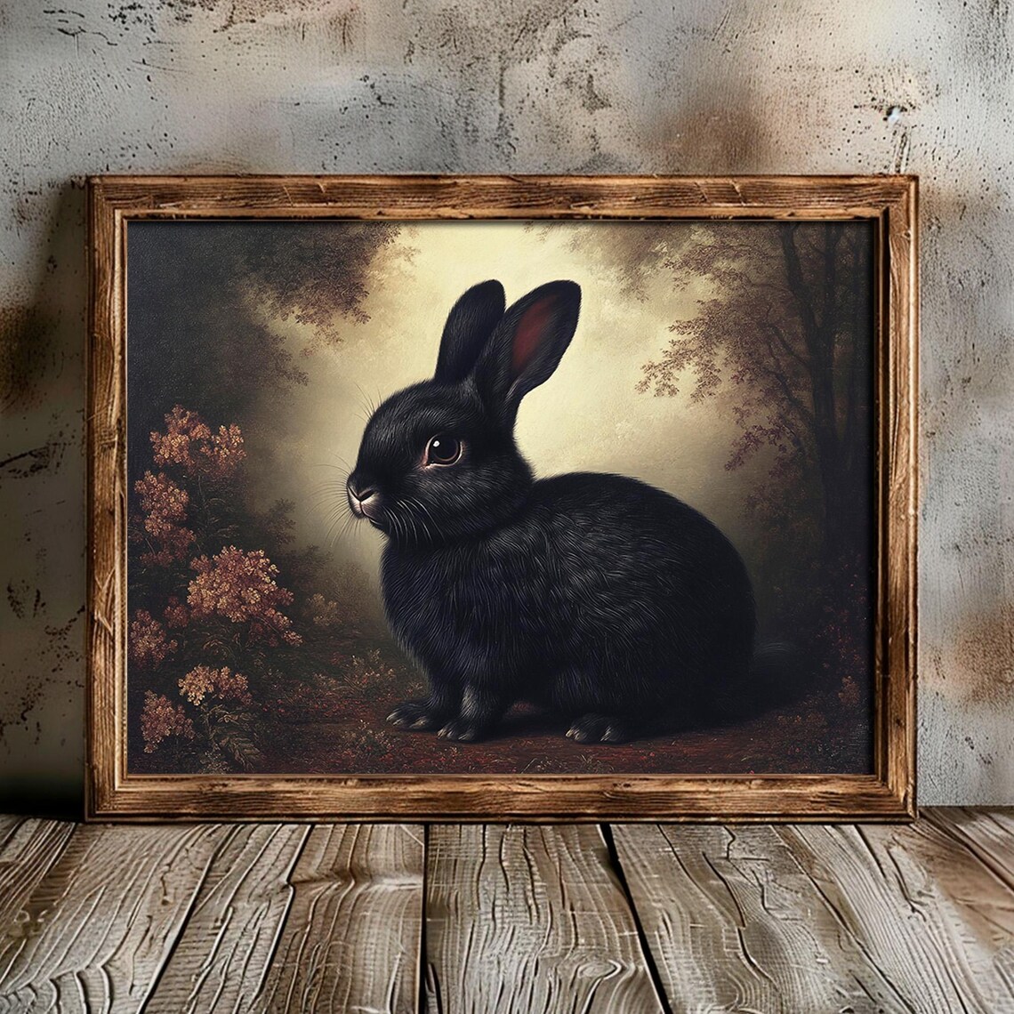 Antique Black Rabbit Art Print, Vintage Dark Academia - Image 2