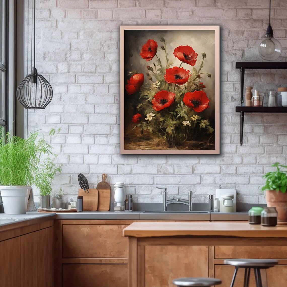 Red Poppy Dark Academia Gothic Floral Art Print - Image 4