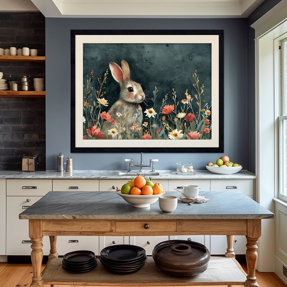 Easter Bunny Prints, Moody Rabbit Painting - Image 4