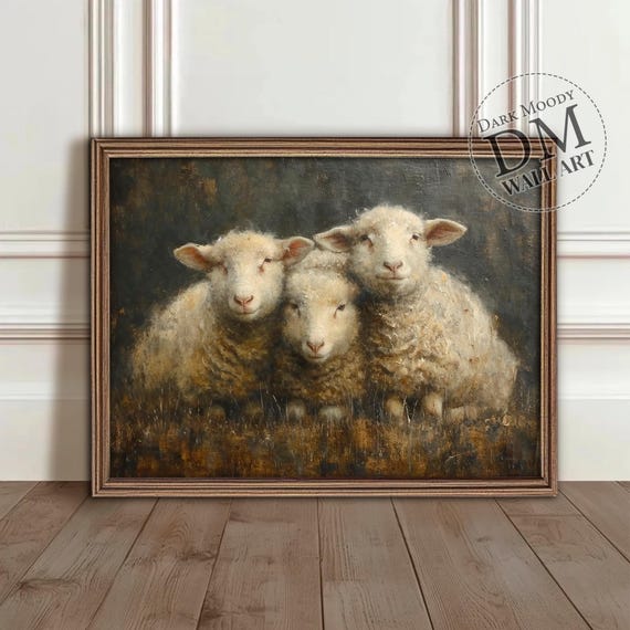Rustic Sheep Antique Animal Cottagecore Art Print