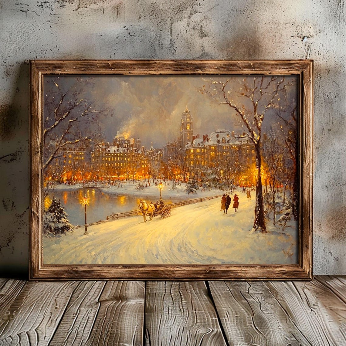 Victorian Horse Sleigh Snowy River Path Winter Glow Ride Poster - Image 2