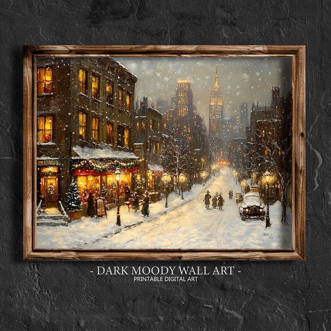 Victorian City Street Glowing Shops Snowy Evening Walk Poster - Image 5