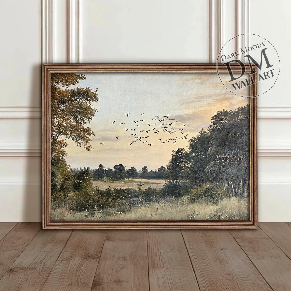 Flying Birds Countryside Rustic Landscape Art Print