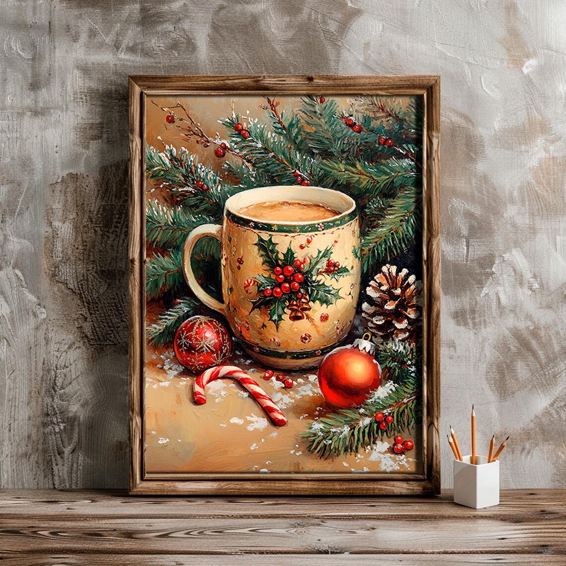 Christmas Coffee Mug, Vintage Christmas Kitchen Art - Image 4