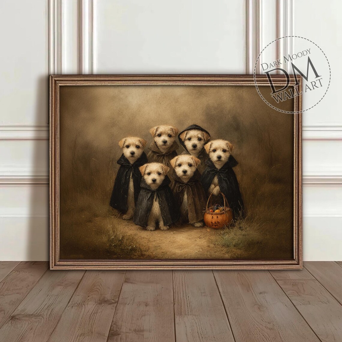 Puppies In Cloaks With Jack Olantern, Gothic Halloween