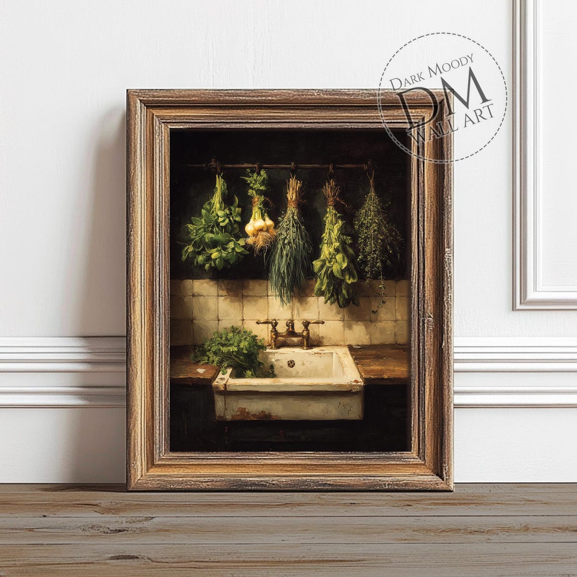 French Country Kitchen Rustic Herb Farmhouse Sink Still Life Poster
