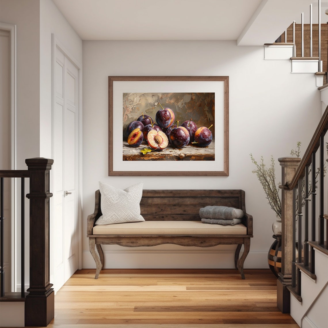 Plum Painting Dark Moody Art Kitchen Still Life Print Wall Art - Image 4