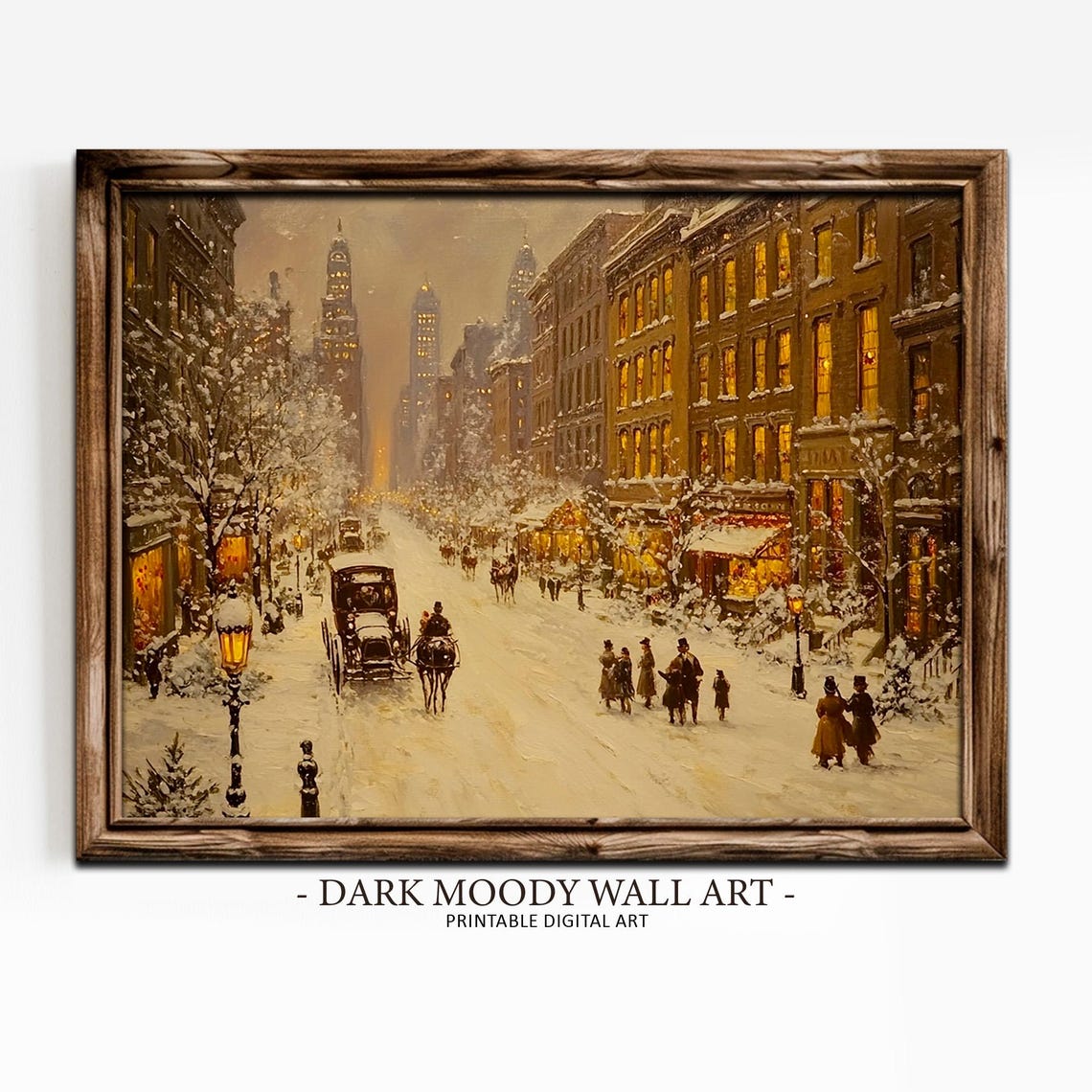 Victorian New York Snowy Avenue Horse Carriage Winter Poster