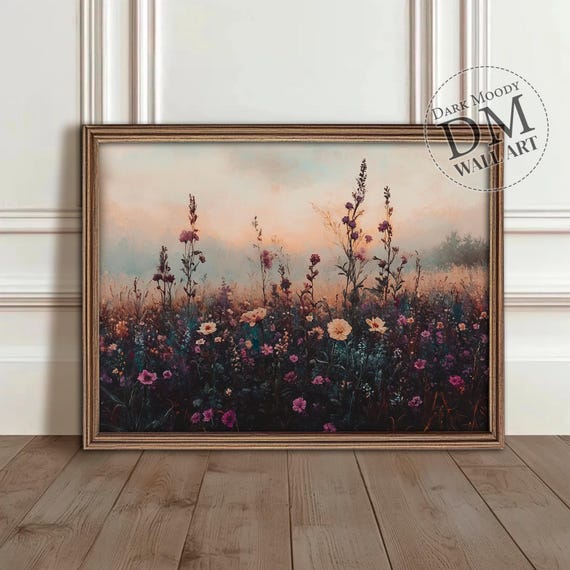 Moody Wildflower Print, Vintage Floral Wall Art
