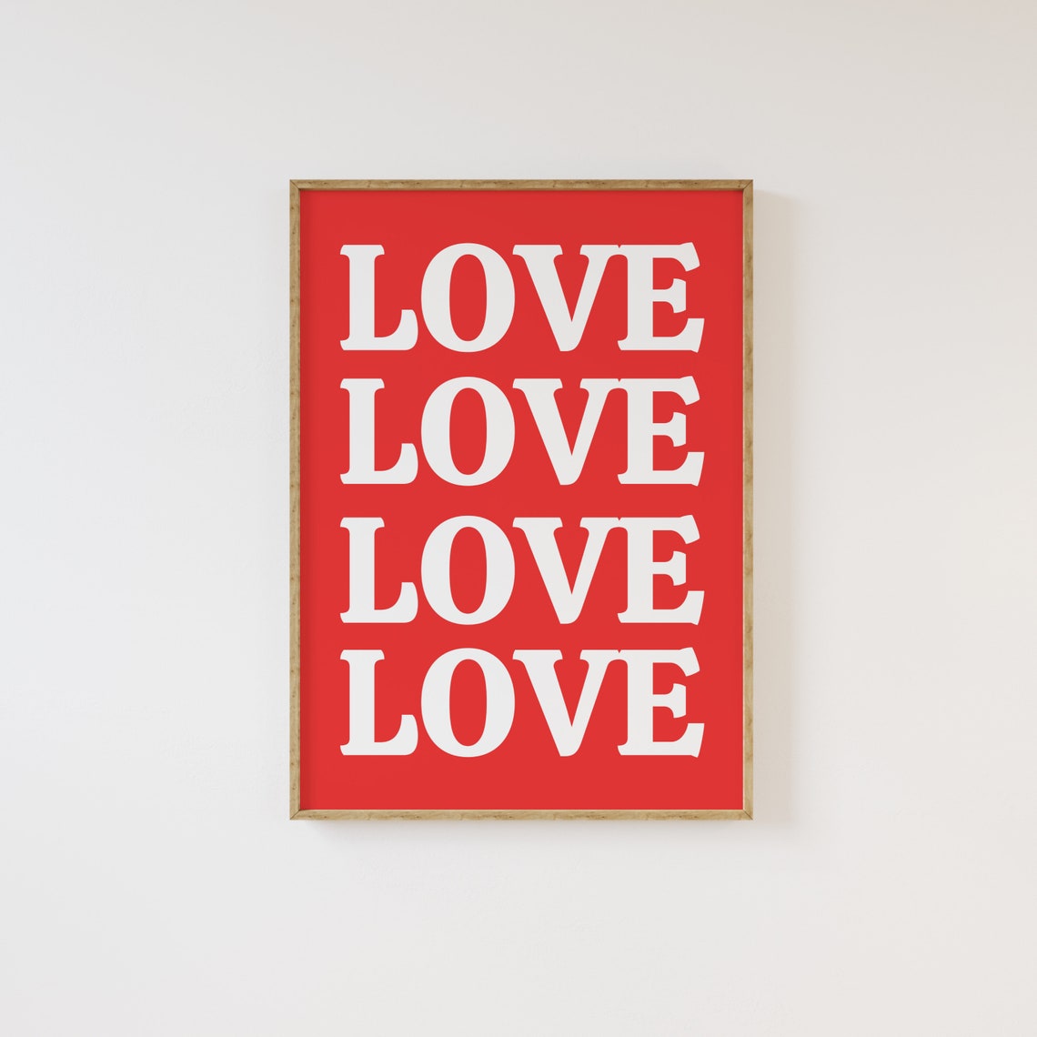 Bold Red Love Typography Repeating Lettering Valentine Wall Poster - Image 3