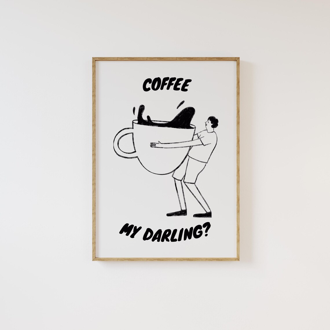 Coffee My Darling Quirky Line Art Kitchen Print Funny Barista Gift - Image 3
