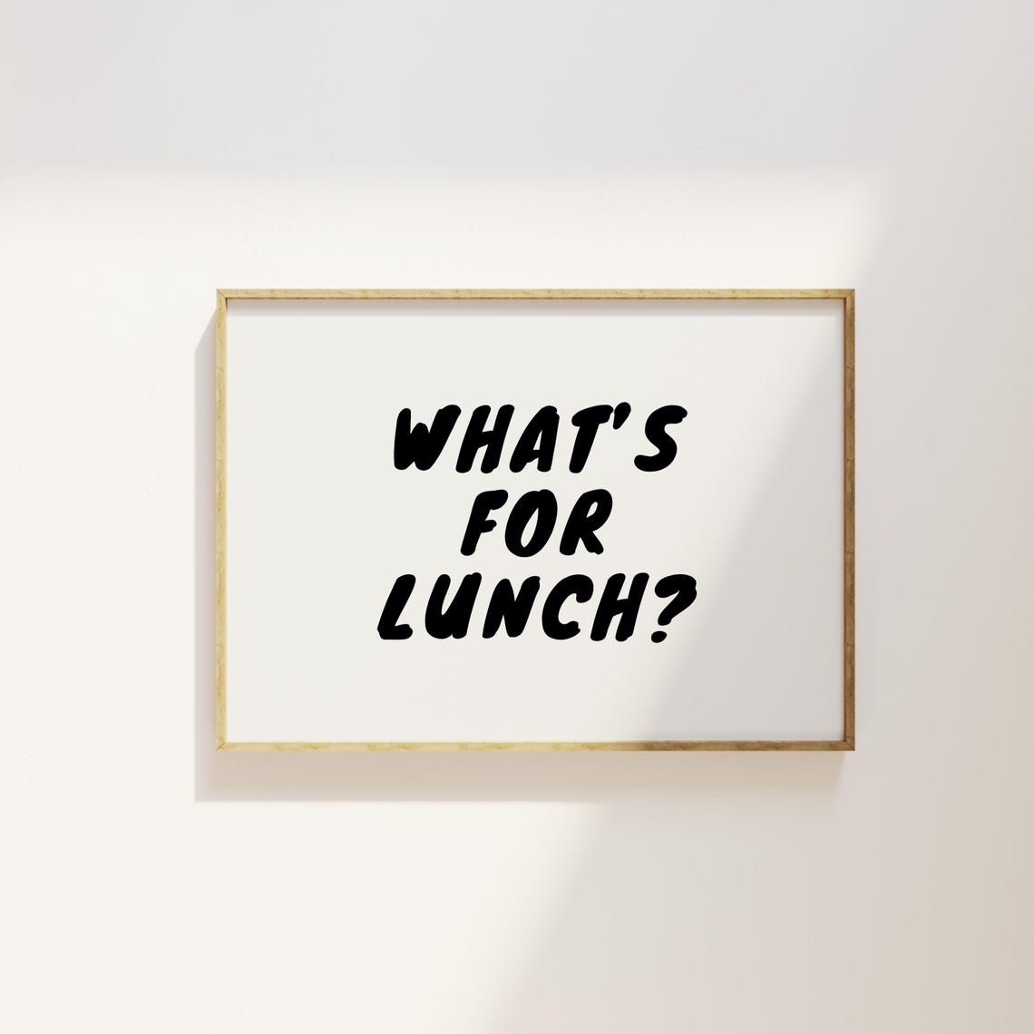 Whats For Lunch Black Bold Typography Modern Minimalist Kitchen Poster