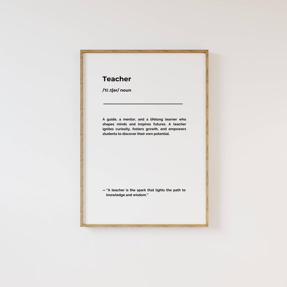 Teacher Definition Mentor Inspiration Classroom Appreciation Poster