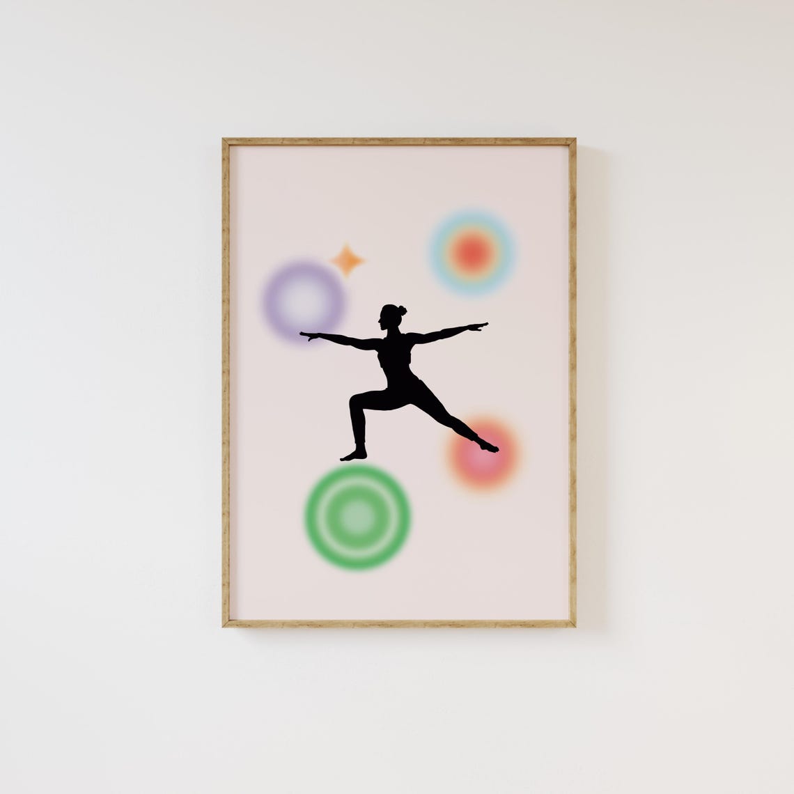 Yoga Warrior Silhouette Colorful Aura Gradient Circles Poster