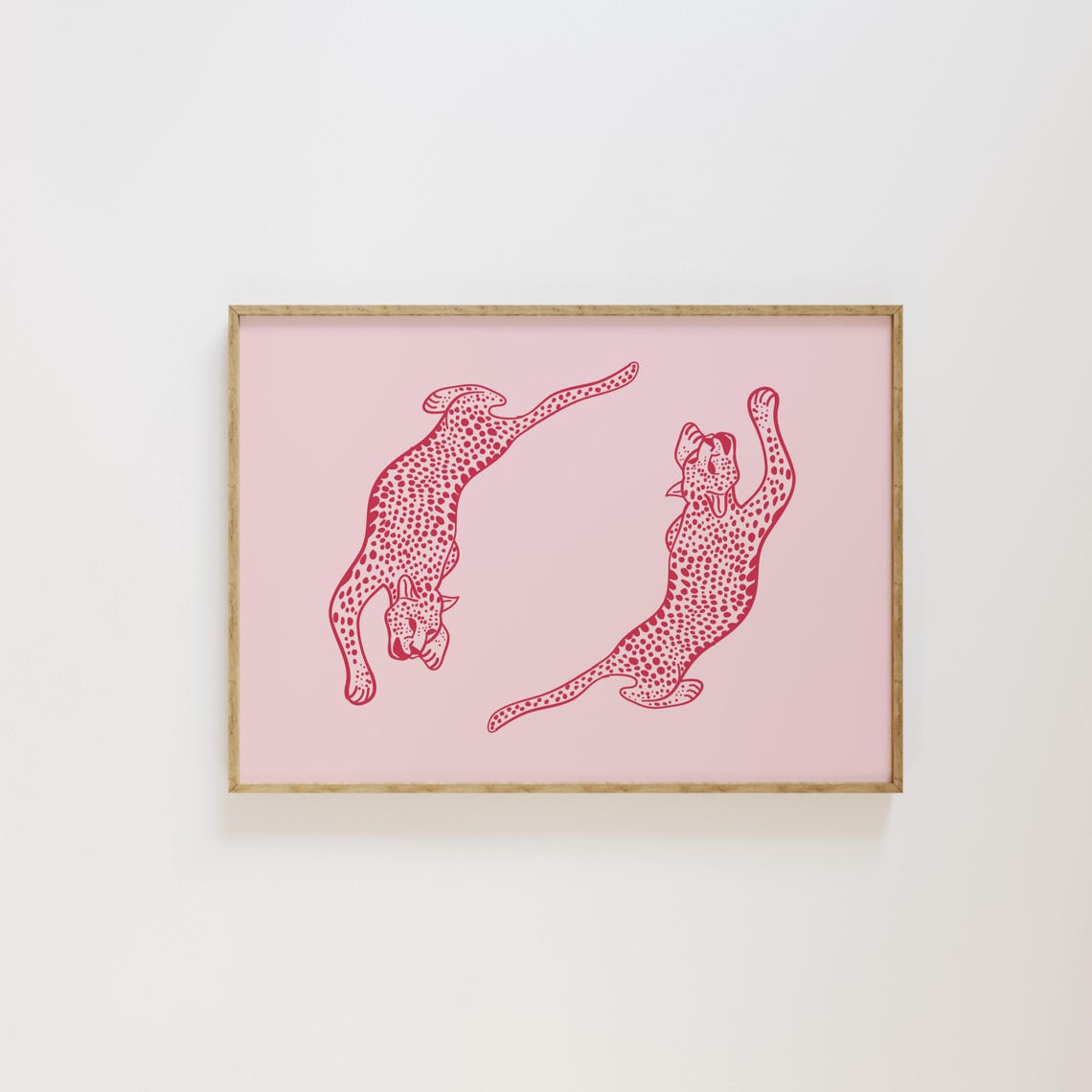 Pink Playful Leopards Preppy Animal Print Horizontal Gift Decor