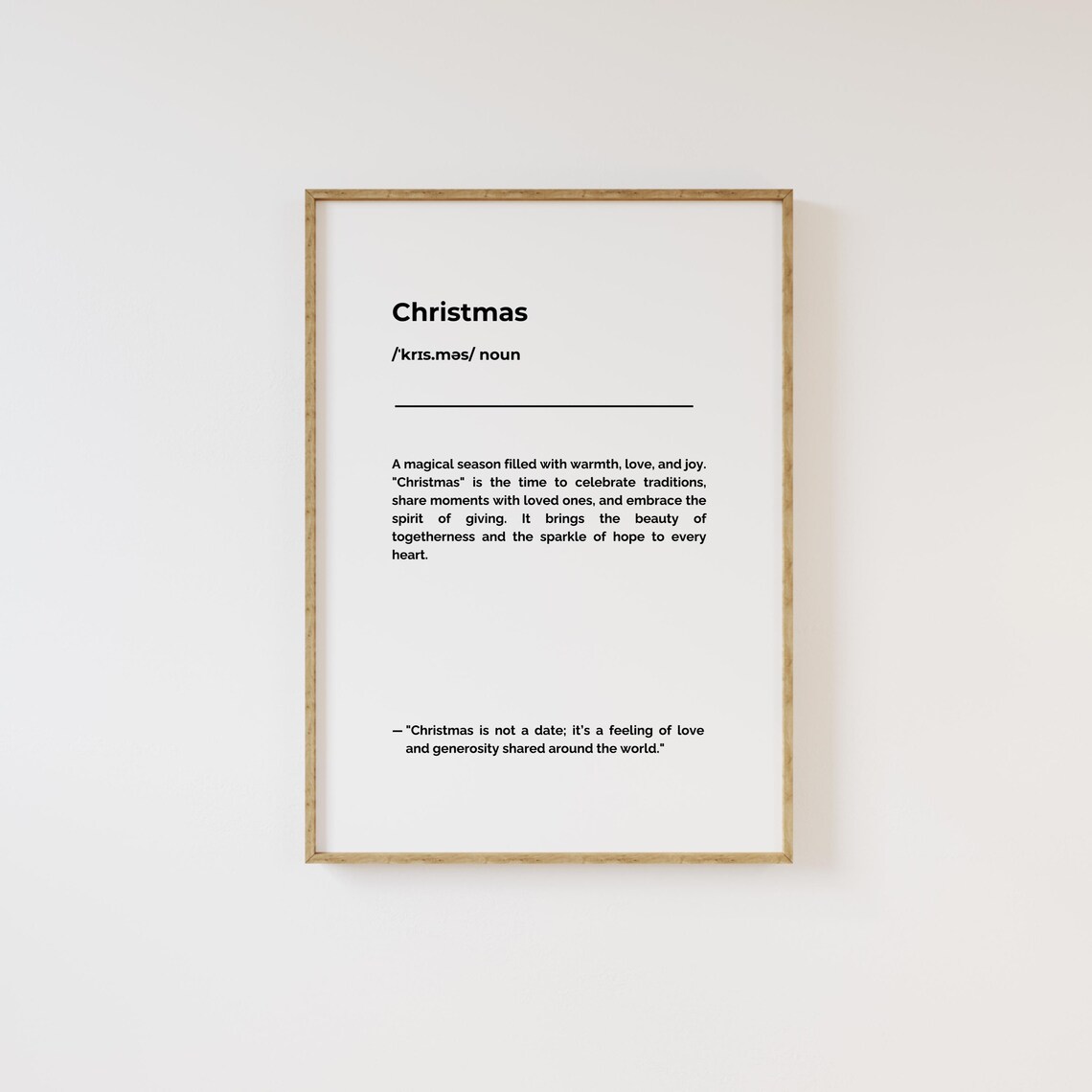 Christmas Definition Minimalist Typography Print Quote Holiday Gift - Image 3