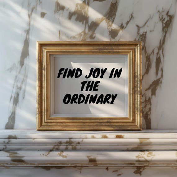 Find Joy In The Ordinary Wall Art Poster Black Retro Aesthetic Poster Trendy Apartment Decor Typography Poster Horizontal