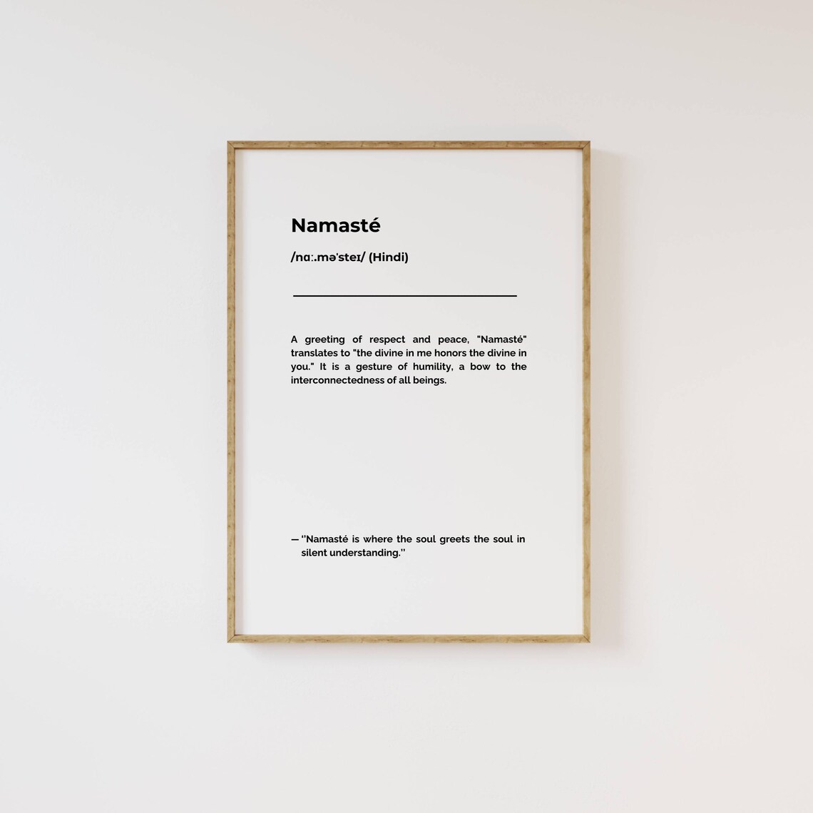 Namaste Definition Yoga Greeting Peaceful Hindi Minimalist Poster - Image 2