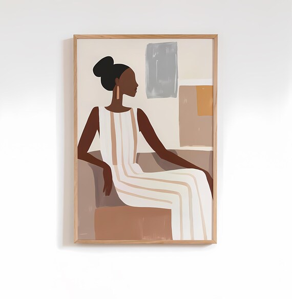 Neutral Beige Abstract Woman Minimalist Modern Art Wall Print